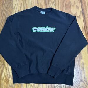 Y2K Champion Reverse Weave “Center” Screenprint Crewneck Sweatshirt Black Med